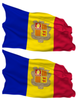 Andorra Flagge Wellen isoliert im einfach und stoßen Textur, mit transparent Hintergrund, 3d Rendern png