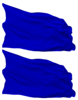 bleu Couleur drapeau vagues isolé dans plaine et bosse texture, avec transparent arrière-plan, 3d le rendu png