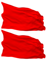 Red Color Flag Waves Isolated in Plain and Bump Texture, with Transparent Background, 3D Rendering png