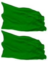 Green Color Flag Waves Isolated in Plain and Bump Texture, with Transparent Background, 3D Rendering png