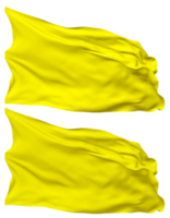 Yellow Color Flag Waves Isolated in Plain and Bump Texture, with Transparent Background, 3D Rendering png