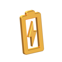 Battery Charging 3D Icon Isolated on Transparent Background, Gold Texture, 3D Rendering png