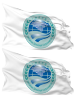 Shanghai Cooperation Organisation, SCO Flag Waves Isolated in Plain and Bump Texture, with Transparent Background, 3D Rendering png