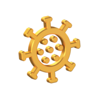 Coronavirus 3D Icon Isolated on Transparent Background, Gold Texture, 3D Rendering png