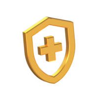 Gesundheit Sicherheit 3d Symbol isoliert auf transparent Hintergrund, Gold Textur, 3d Rendern png