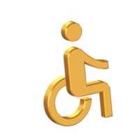 Disabled 3D Icon Isolated on Transparent Background, Gold Texture, 3D Rendering png