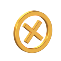 Cancel 3D Icon Isolated on Transparent Background, Gold Texture, 3D Rendering png