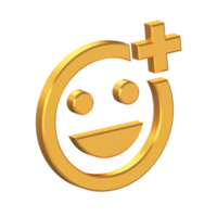 Gesicht Emoji Gefühl hinzufügen Reaktion 3d Symbol isoliert auf transparent Hintergrund, Gold Textur, 3d Rendern png