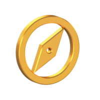 Explore, Compass 3D Icon Isolated on Transparent Background, Gold Texture, 3D Rendering png