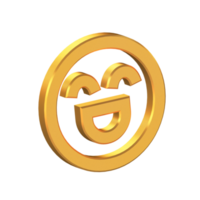 Face Emoji Sentiment Excited 3D Icon Isolated on Transparent Background, Gold Texture, 3D Rendering png