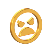 gezicht emoji sentiment extreem 3d icoon geïsoleerd Aan transparant achtergrond, goud textuur, 3d renderen png