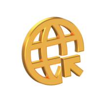 Website 3D Icon Isolated on Transparent Background, Gold Texture, 3D Rendering png