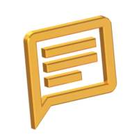 chatt 3d ikon isolerat på transparent bakgrund, guld textur, 3d tolkning png