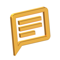 Plaudern 3d Symbol isoliert auf transparent Hintergrund, Gold Textur, 3d Rendern png