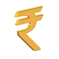 INR Indian Rupees 3D Icon Isolated on Transparent Background, Gold Texture, 3D Rendering png