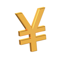 Yen 3d Symbol isoliert auf transparent Hintergrund, Gold Textur, 3d Rendern png