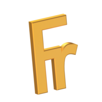 Franc 3d Symbol isoliert auf transparent Hintergrund, Gold Textur, 3d Rendern png