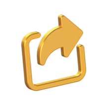 Share 3D Icon Isolated on Transparent Background, Gold Texture, 3D Rendering png