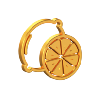 Lemon Whole and Slice 3D Icon Isolated on Transparent Background, Gold Texture, 3D Rendering png