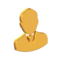 Male Face Profile 3D Icon Isolated on Transparent Background, Gold Texture, 3D Rendering png