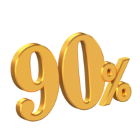 Ninety Percent Off 3D Gold Letters, Big Discount, Special Offer, 3D Rendering png