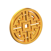 Chinese Traditional 3D Icon Isolated on Transparent Background, Gold Texture, 3D Rendering png