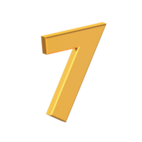 Seven Number 3D Icon Isolated on Transparent Background, Gold Texture, 3D Rendering png