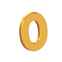 Zero Number 3D Icon Isolated on Transparent Background, Gold Texture, 3D Rendering png