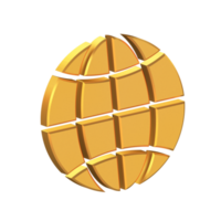 Webseite 3d Symbol isoliert auf transparent Hintergrund, Gold Textur, 3d Rendern png