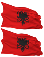 Albania bandera olas aislado en llanura y bache textura, con transparente fondo, 3d representación png