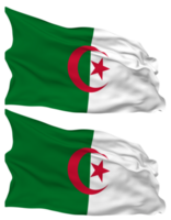 Argelia bandera olas aislado en llanura y bache textura, con transparente fondo, 3d representación png