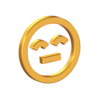 Gesicht Emoji Gefühl Inhalt 3d Symbol isoliert auf transparent Hintergrund, Gold Textur, 3d Rendern png