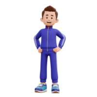 3d masculino personaje mano en cadera png