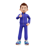 3d masculino personaje dar un pulgar arriba png