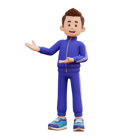 3d male character presenting to the right png