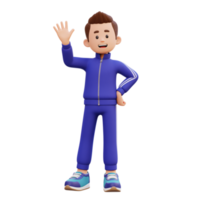 3d male character waving png