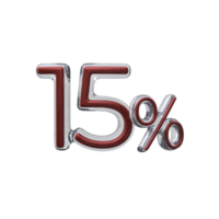 15 percent 3D render transparent background png