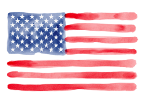 USA flag with watercolor  brush paint textured png