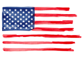 USA flag with watercolor  brush paint textured png