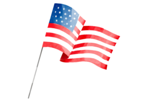 USA flag with watercolor  brush paint textured png