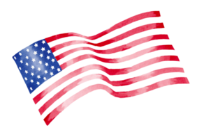 USA flag with watercolor  brush paint textured png