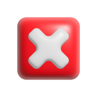 red x icon illustration design in 3d style png