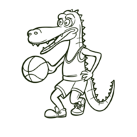 sport funny crocodile playing basketball png