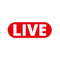 Red live button icon for TV and Streaming on a Transparent Background png