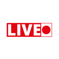 Red live button icon for TV and Streaming on a Transparent Background png