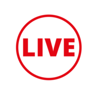 Red live button icon for TV and Streaming on a Transparent Background png