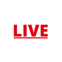 Red live button icon for TV and Streaming on a Transparent Background png