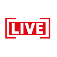 Red live button icon for TV and Streaming on a Transparent Background png