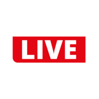 Red live button icon for TV and Streaming on a Transparent Background png