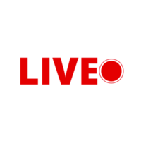 Red live button icon for TV and Streaming on a Transparent Background png